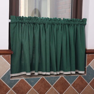 厨房短帘美式纱帘半帘窗帘遮挡帘窗户魔术贴免打孔纱飘窗自粘帘子