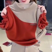 半高领保暖女士加绒长袖 上衣 妈妈内搭外穿大码 打底衫 秋冬2025新款