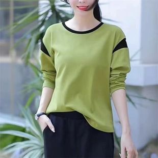 中老年上衣洋气打底衫 纯棉长袖 秋衣大码 2025新款 t恤女妈妈春秋装