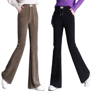 喇叭裤女2025新款秋冬季高腰休闲妈妈洋气大码松紧腰加绒西装裤子