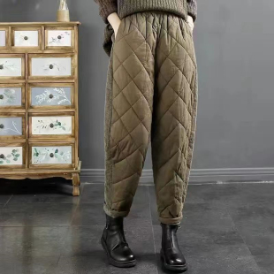 羽绒裤女冬季新款洋气保暖加厚中老年妈妈宽松大码棉裤外穿哈伦裤
