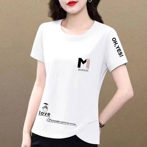 夏季纯棉大码宽松短袖T恤妈妈装