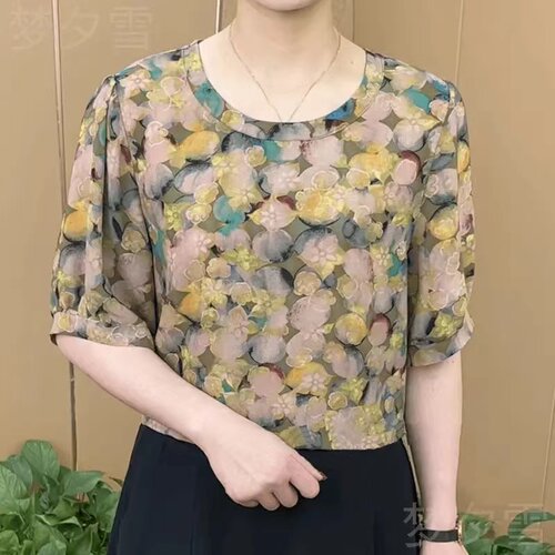 中年妈妈短袖T恤宽松显瘦上衣