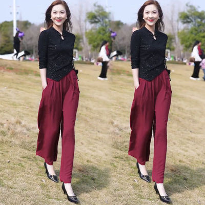 阔腿裤宽松直筒显瘦中老年女裤