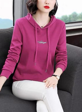 连帽卫衣秋冬装2025新款中年妈妈女士春秋洋气打底衫大码长袖上衣