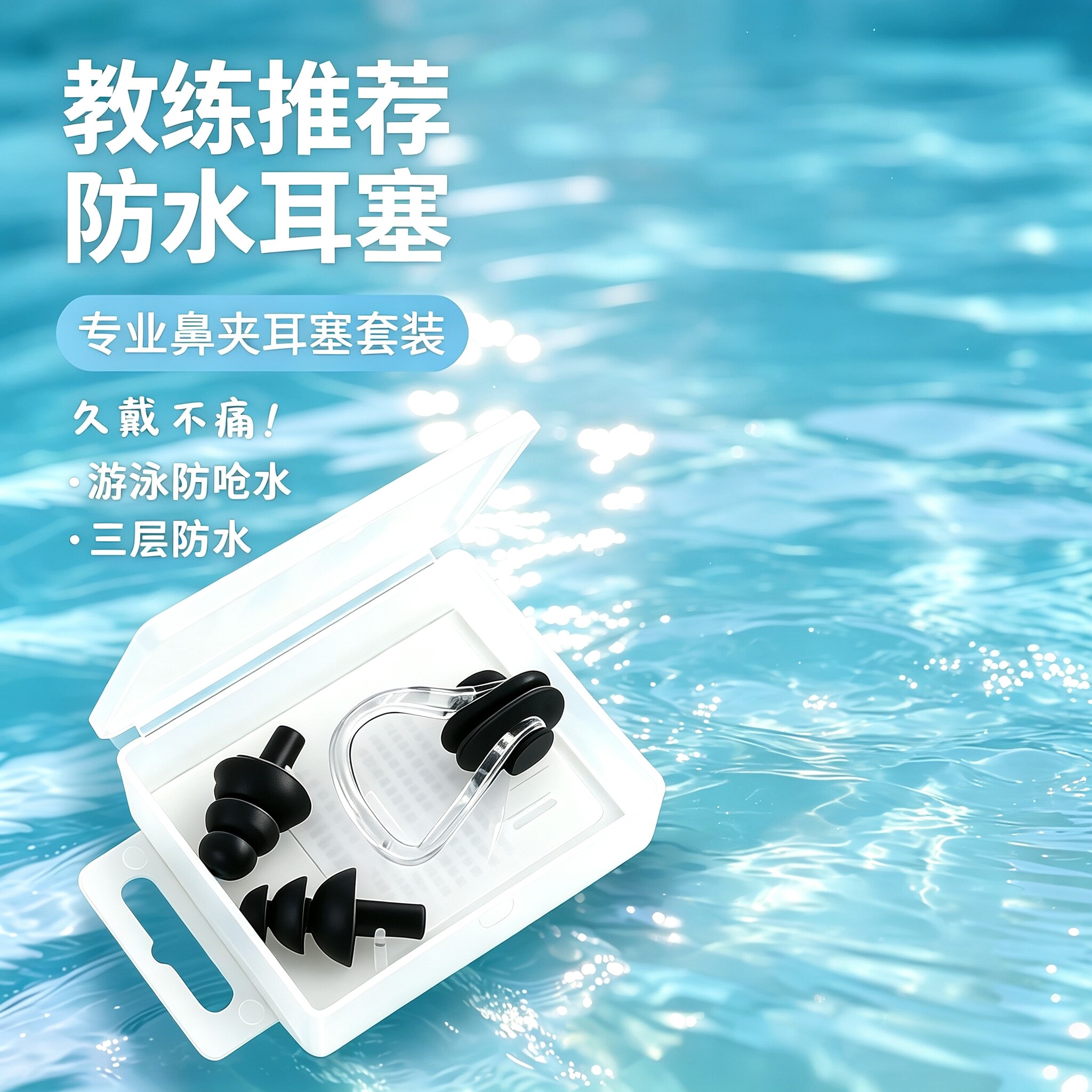 游泳耳塞鼻夹套装防呛水