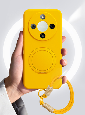 适用荣耀X70手机壳honorX60pro新款华为保护套50i+硅胶带支架全包防摔40GT竞速版带挂绳30max20se男女10外壳