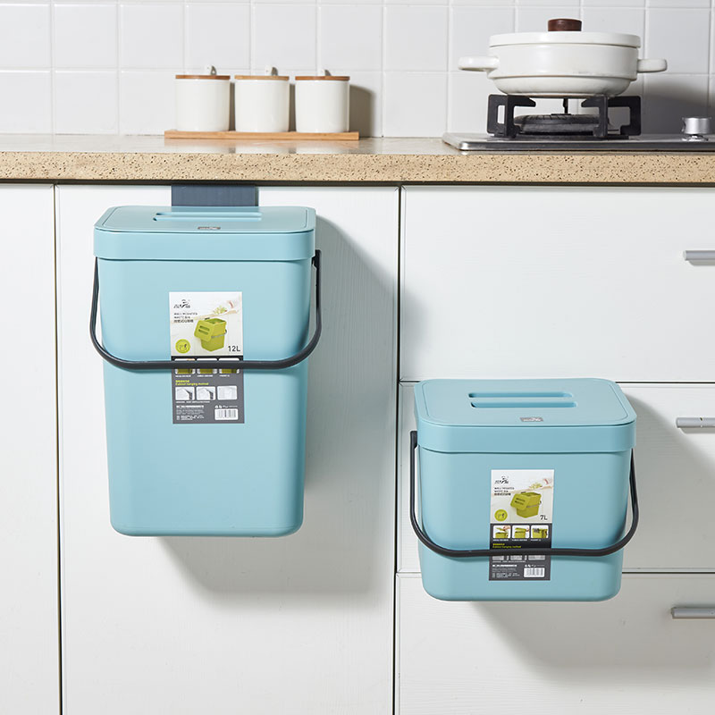 厨房柜门垃圾桶家用免打孔壁挂式