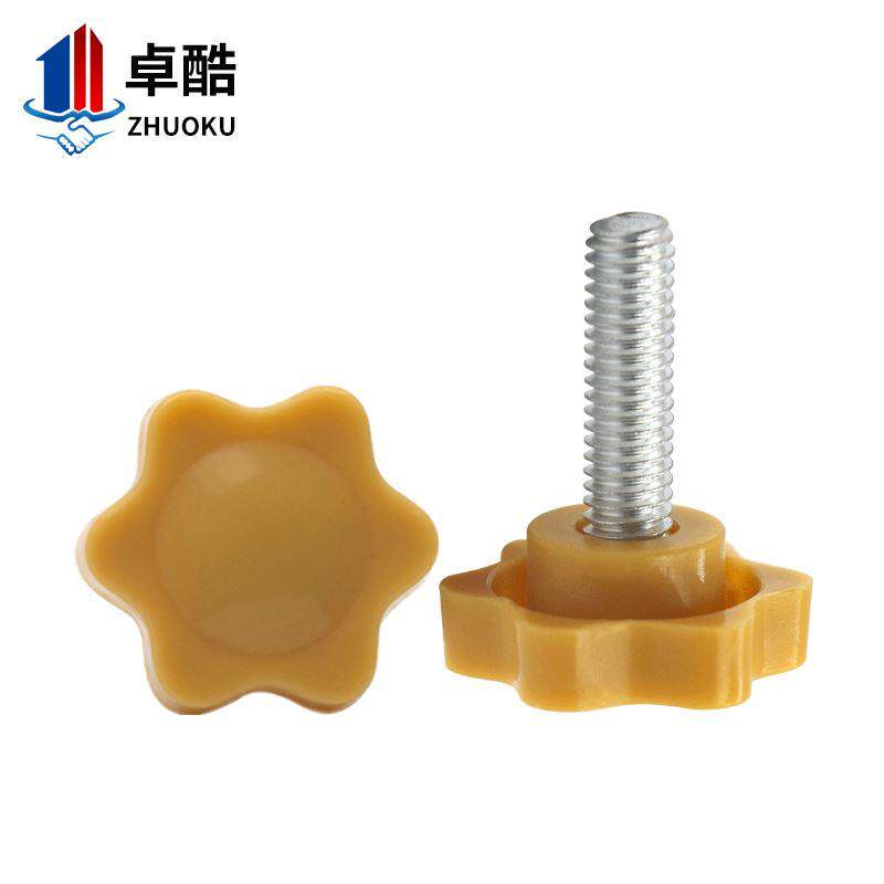 38#白色梅花手拧螺丝塑料手柄螺丝塑胶六角星型把手塑料快拆螺栓