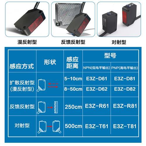 红外感应开关传感器E3Z-D61 D62 D81 D82 R61 T61漫反射光电开关