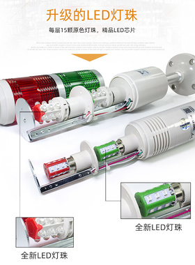 。台邦多层式警示灯 三色灯 机床塔灯TB50-3T-D-J LED带声音24V22