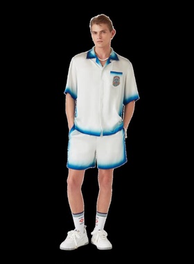 casablanca 26 白蓝火焰  印花 宫廷西西里风男女同款 丝绸衬衫