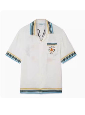 casablanca 26 蓝边橙子  印花 宫廷西西里风男女同款 丝绸衬衫