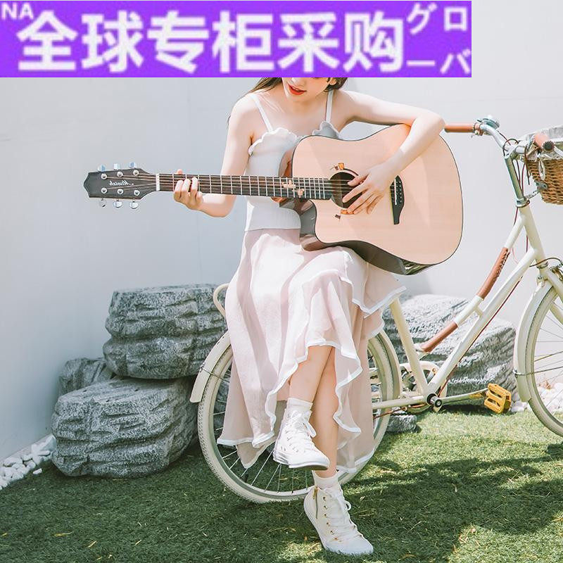 欧洲新款拉维斯X单板民谣木吉他初学者学生男女电箱41寸S