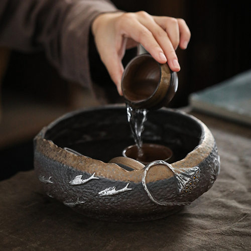 篱缘居复古茶渣缸茶洗水洗水盂