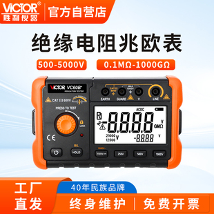 胜利绝缘电阻测试仪VC60B 高压绝缘电子摇表500V1000V数字兆欧表