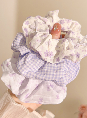 优雅气质紫色大肠发圈女温柔百搭高级感扎丸子头发绳头绳皮筋发饰