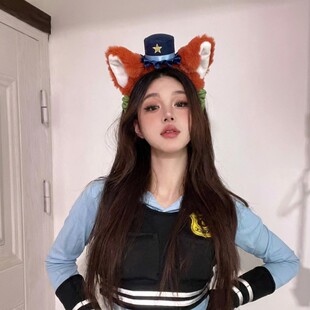 疯狂动物城发箍迪士尼正版朱迪警官兔子耳朵头饰狐狸尼克情侣头箍