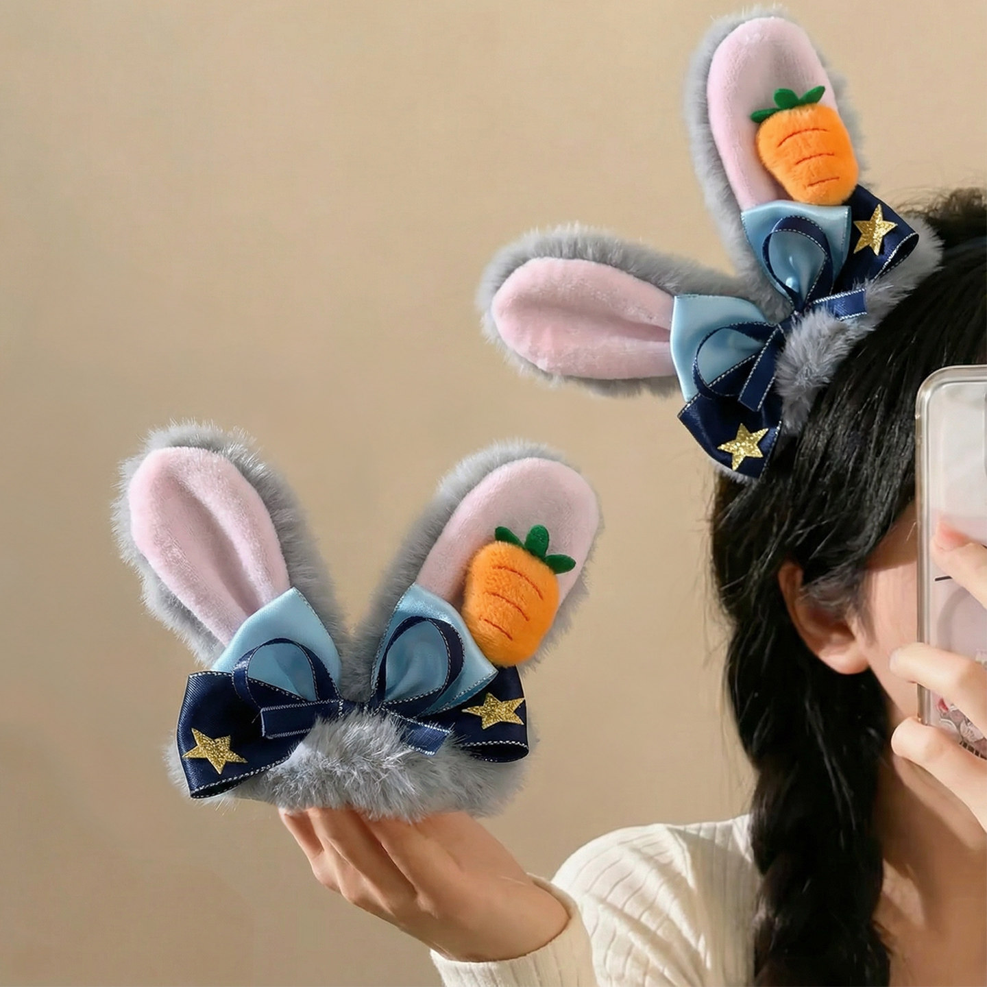 迪士尼兔子警官发夹疯狂动物城拍照头饰朱迪兔耳朵发卡女成人发箍