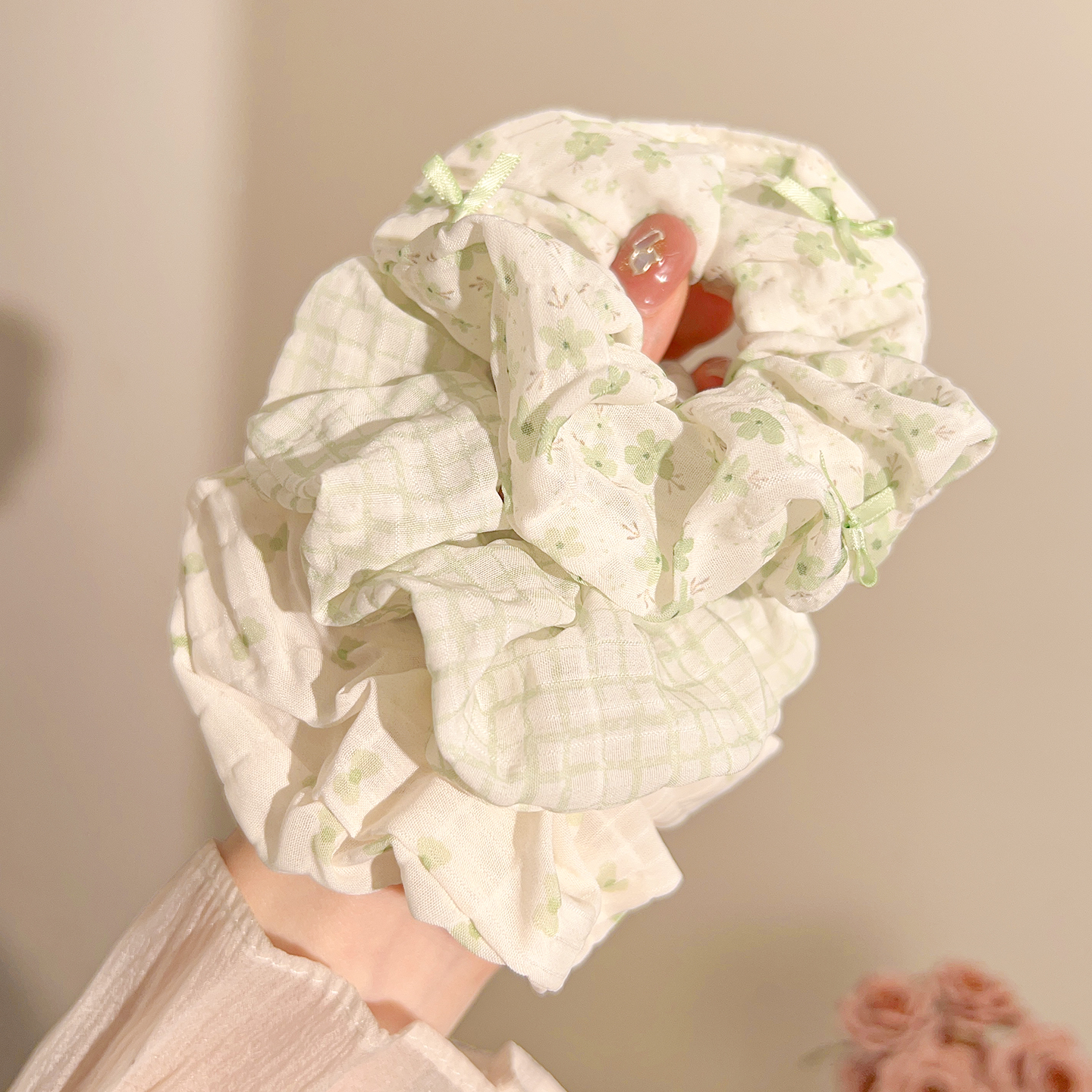 森系小清新碎花大肠发圈