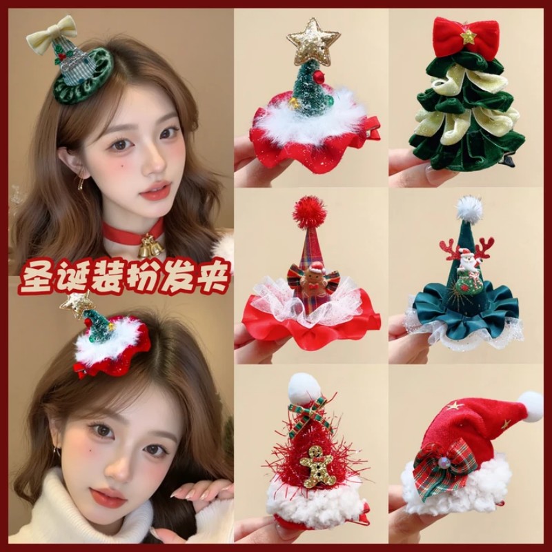 圣诞节雪人麋鹿铃铛发夹女可爱女