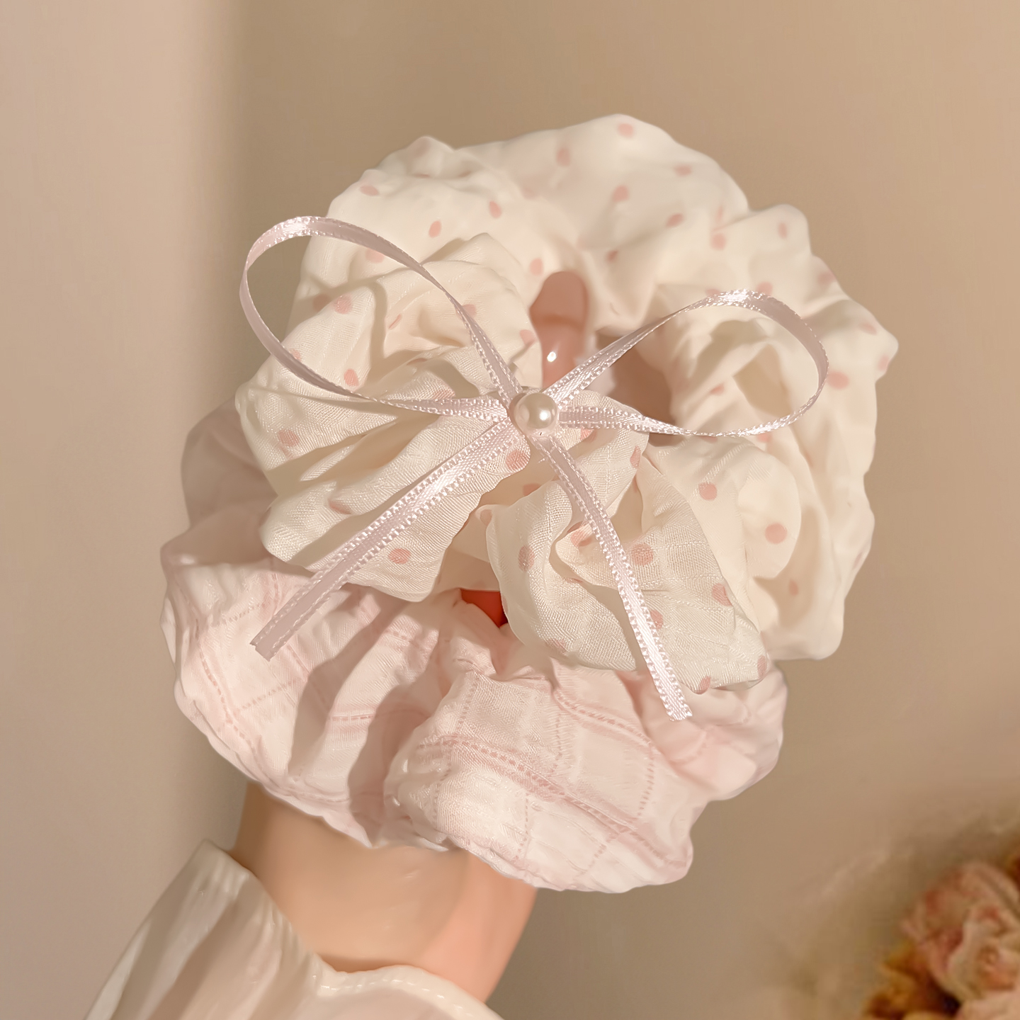 波点蝴蝶结大肠发圈女橡皮筋扎头