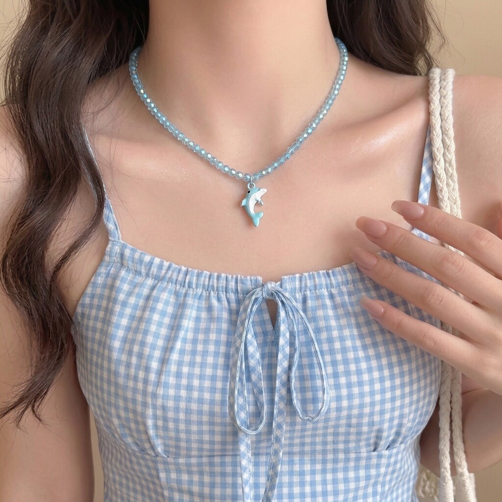 日系清新软妹串珠项链爱心西瓜小鹿卡通吊坠ins减龄小众穿搭颈饰