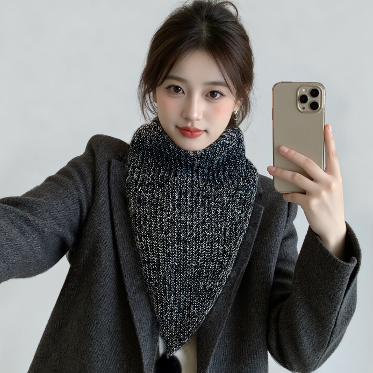 韩系针织围巾女2025新款秋冬高级感百搭保暖套头围脖毛线披肩两用