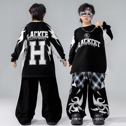hiphop街舞童装酷帅儿童嘻哈演出服男童炸街套装元旦表演服走秀潮