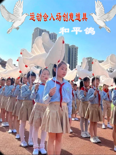 运动会入场创意道具手持物气球和平鸽开幕式氛围道具铝膜手拿白鸽