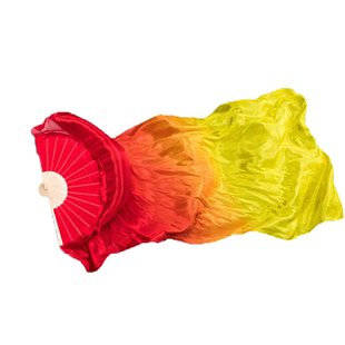 扇子舞蹈扇真丝渐变黄橙红扇子广场舞长绸扇表演扇子舞蹈演出道具