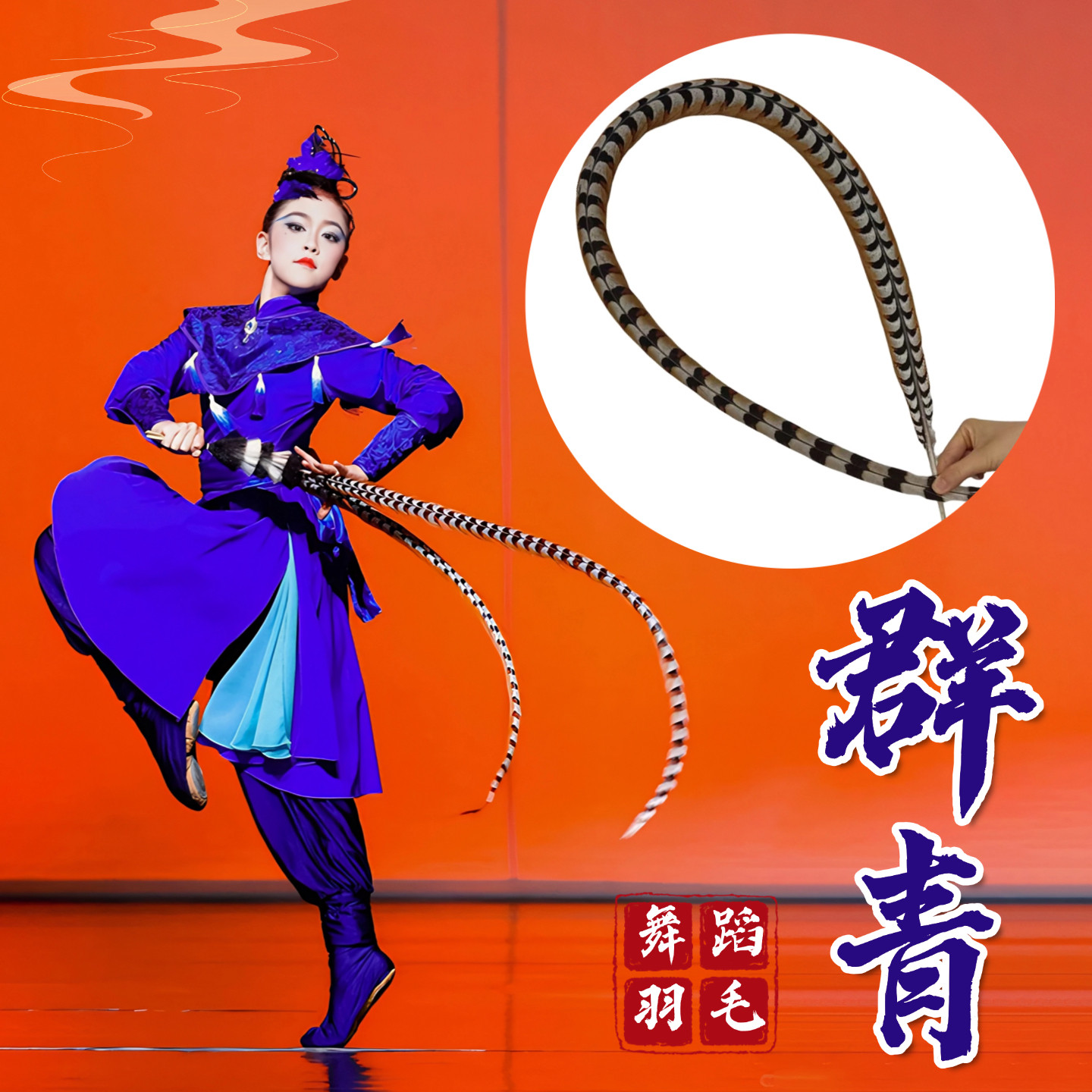 群青翎子舞蹈道具戏曲翎毛翎羽灵羽京剧戏曲古典舞蹈跳舞专用羽毛