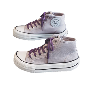 大嘴猴女鞋白色帆布鞋女高帮2025年春季新款百搭休闲春春板鞋子