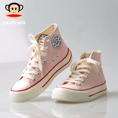 粉色休闲男女鞋 大嘴猴2025秋季 厚底板鞋 增高小白鞋 新款 高帮帆布鞋