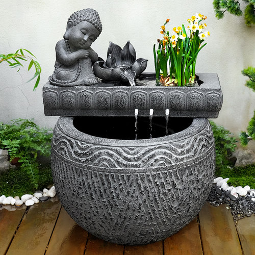 户外流水庭院小沙弥鱼缸