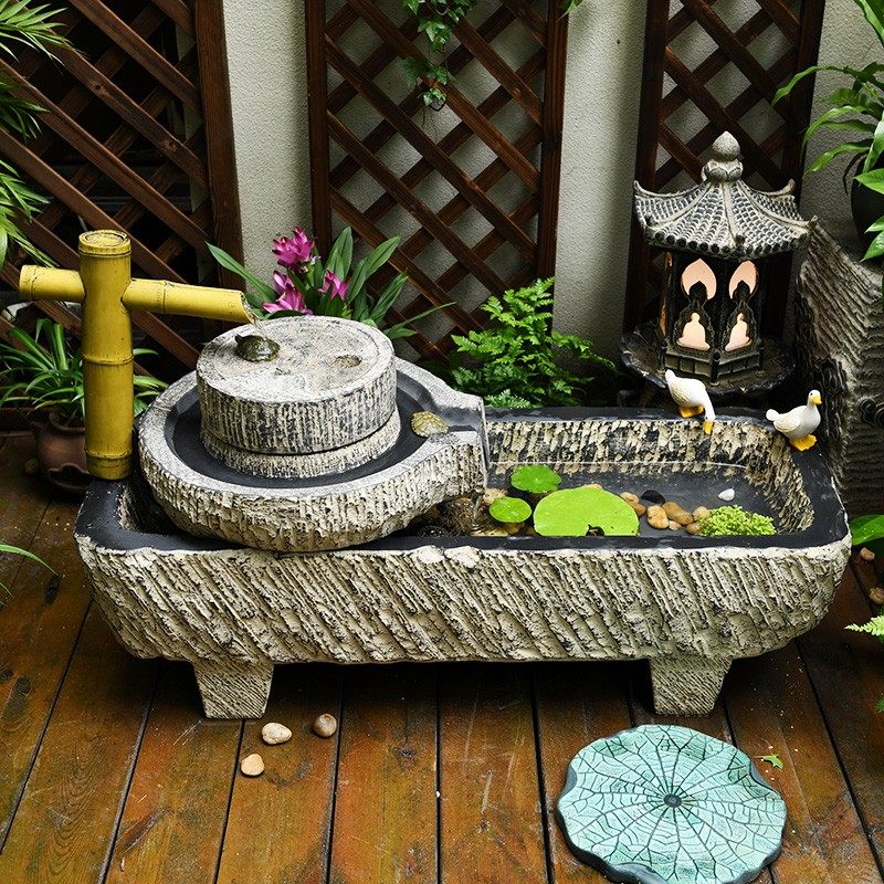 户外流水摆件鱼缸露台阳台布置循环水庭院鱼池水系景观仿石磨石槽,家居饰品,流水摆件,淘宝优惠券,粉丝福利购,淘宝优惠卷