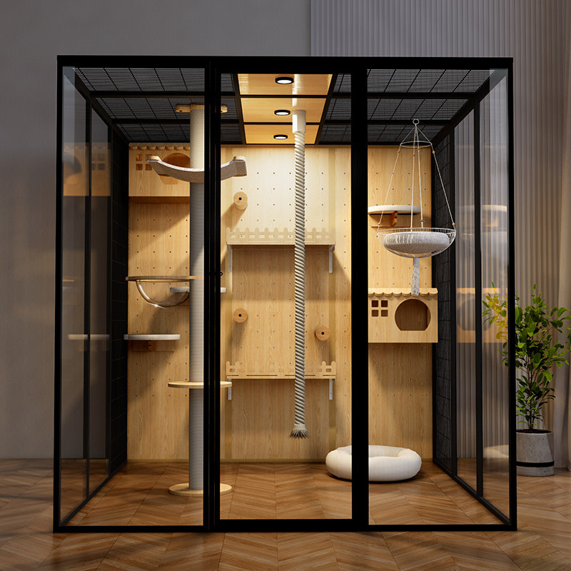 水木生猫别墅铝挤型材料猫笼子超大自由空间猫舍宠物店豪华玻璃房