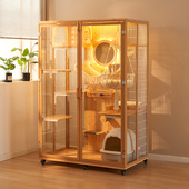 DIY猫别墅实木猫笼子家用不占地猫房子超大自由空间猫屋全景猫柜