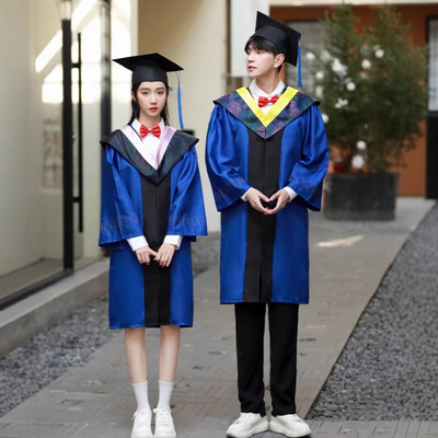 贡绒学位学士服毕业照硕士服长袖博士导师大学生毕业礼服文理工科