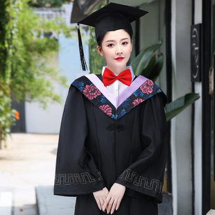 学士服大学生毕业礼服大花垂布现货款学院风女工科文科粉领学位服