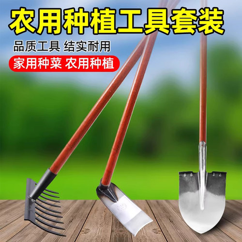 家用种菜地三件套铁锹锄头耙子