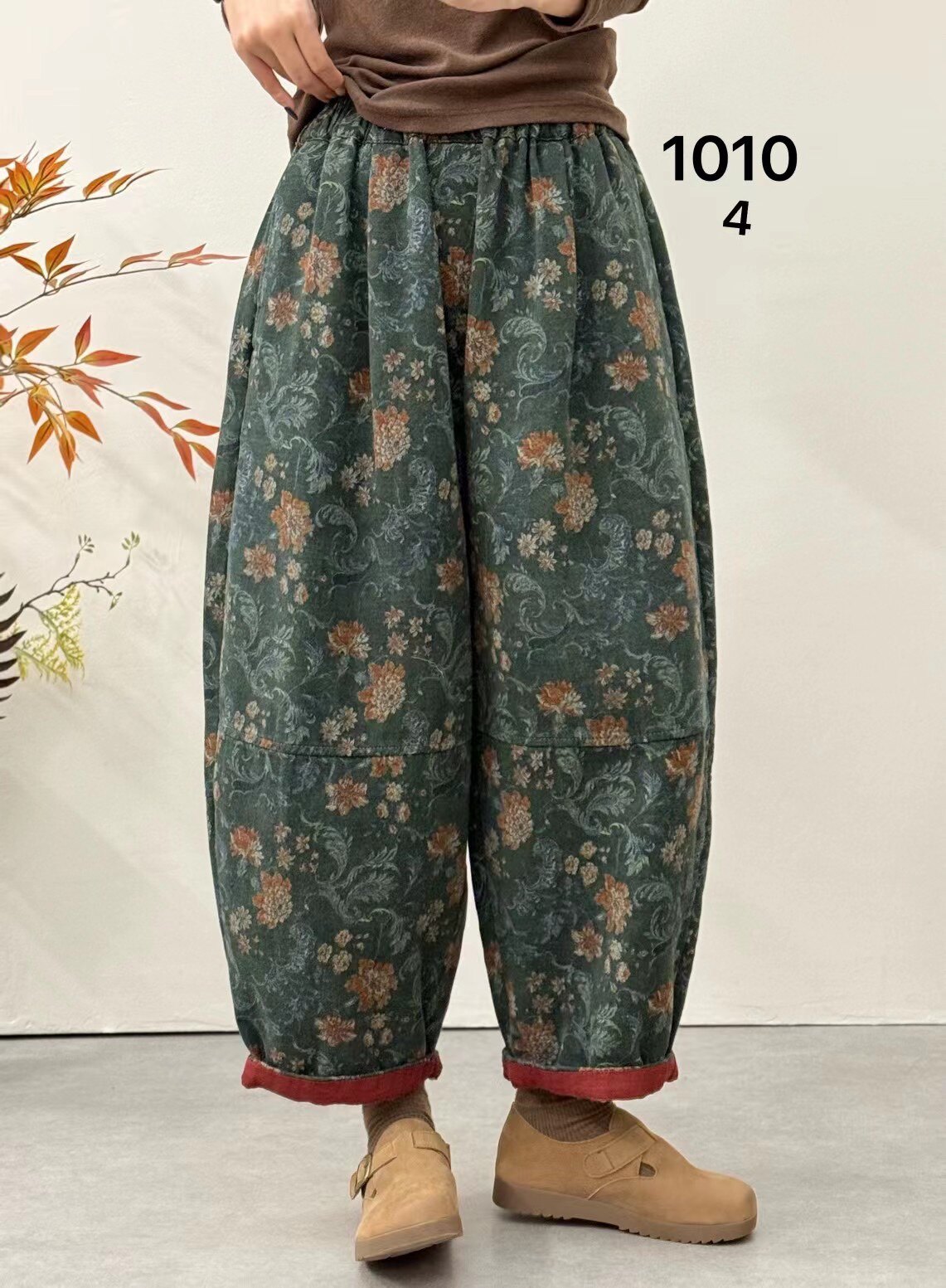 味道十足！布愫2026春秋民族风宽松显瘦印花裤女阔腿棉麻休闲裤潮