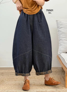 女阔腿气球九分弯刀裤 布愫2026春夏宽松丹宁纯棉牛仔裤 十足 个性