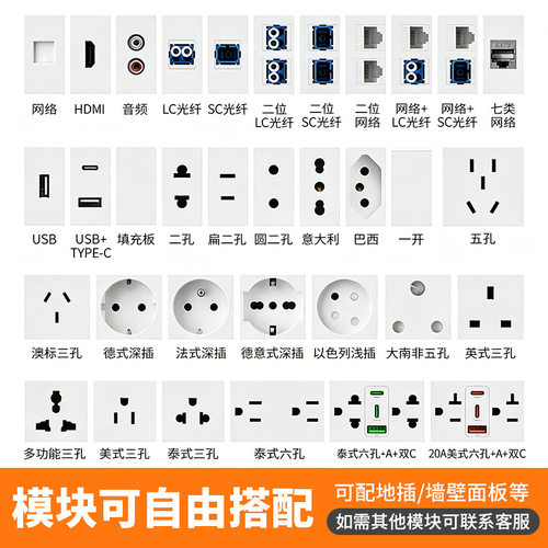 45型模块多功能英标德式二孔美式