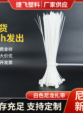 现货多规格尼龙扎带 白色塑料自锁式数据线捆绑扎带园艺束线带