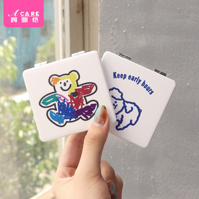 镜子/小/双面A1pq808-小号随身携带迷你化妆镜双面便携可爱学生可