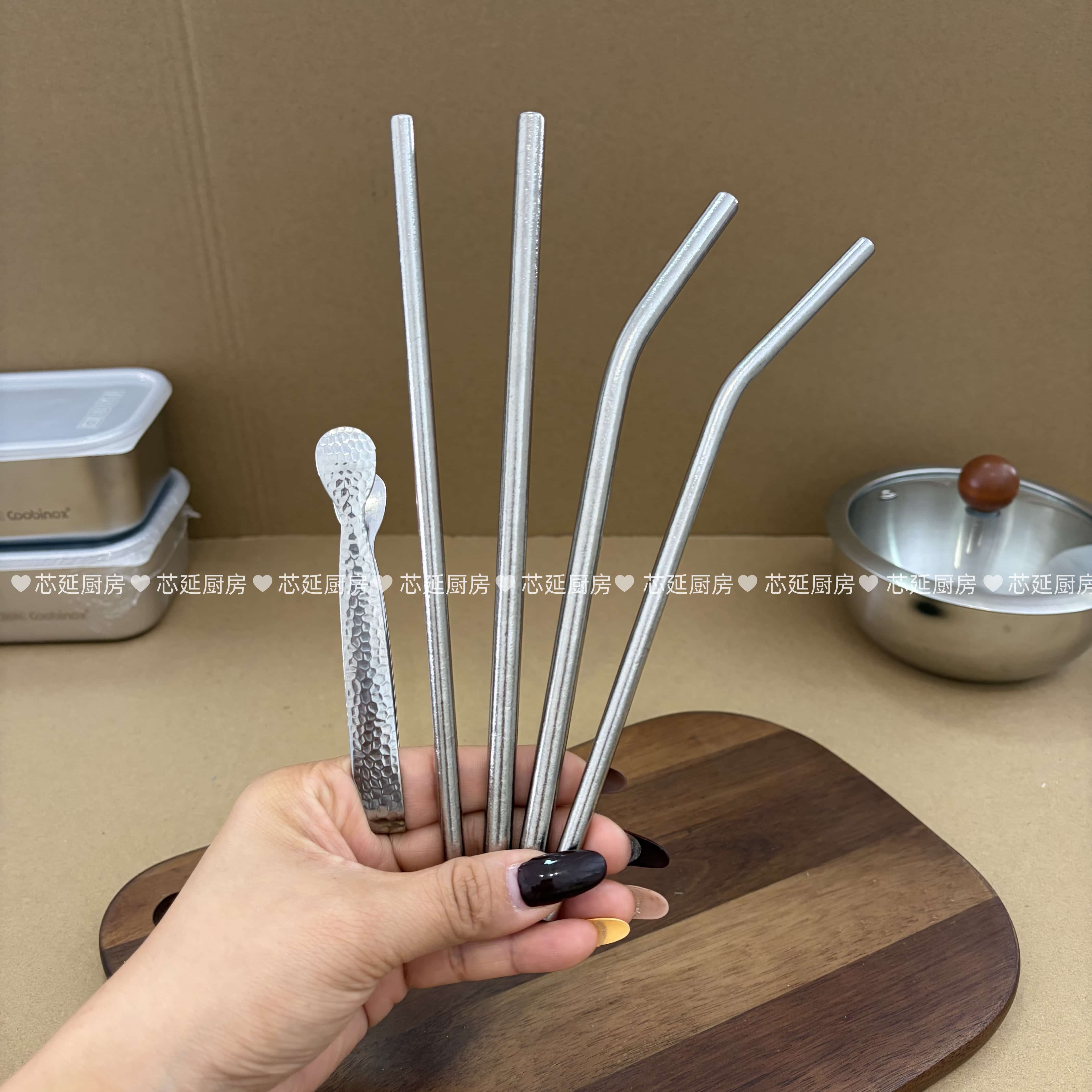 芯延纯钛304不锈钢奶茶吸管夹