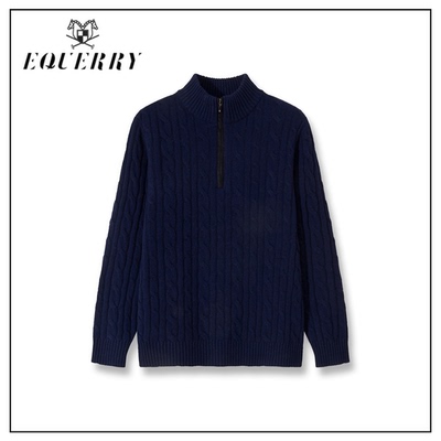 【柳哥专属】100%羊毛-EQ男装绞花工艺半拉链立领毛衣-M515