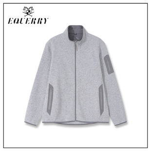 EQ男装 J465 纯色立领抓绒拉链夹克外套