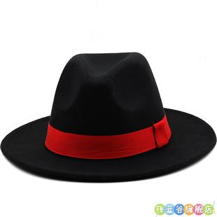 礼帽男款冬季覆古绅士帽羊绒毡帽子结婚新郎官帽伴郎帽英伦爵士帽